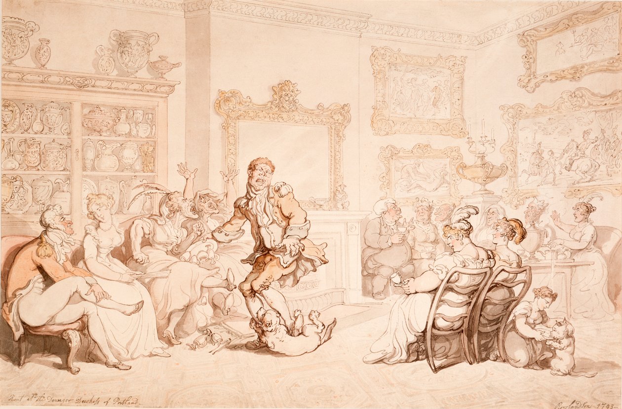 Recepce u vdovy vévodkyně z Portlandu, 1703 od Thomas Rowlandson