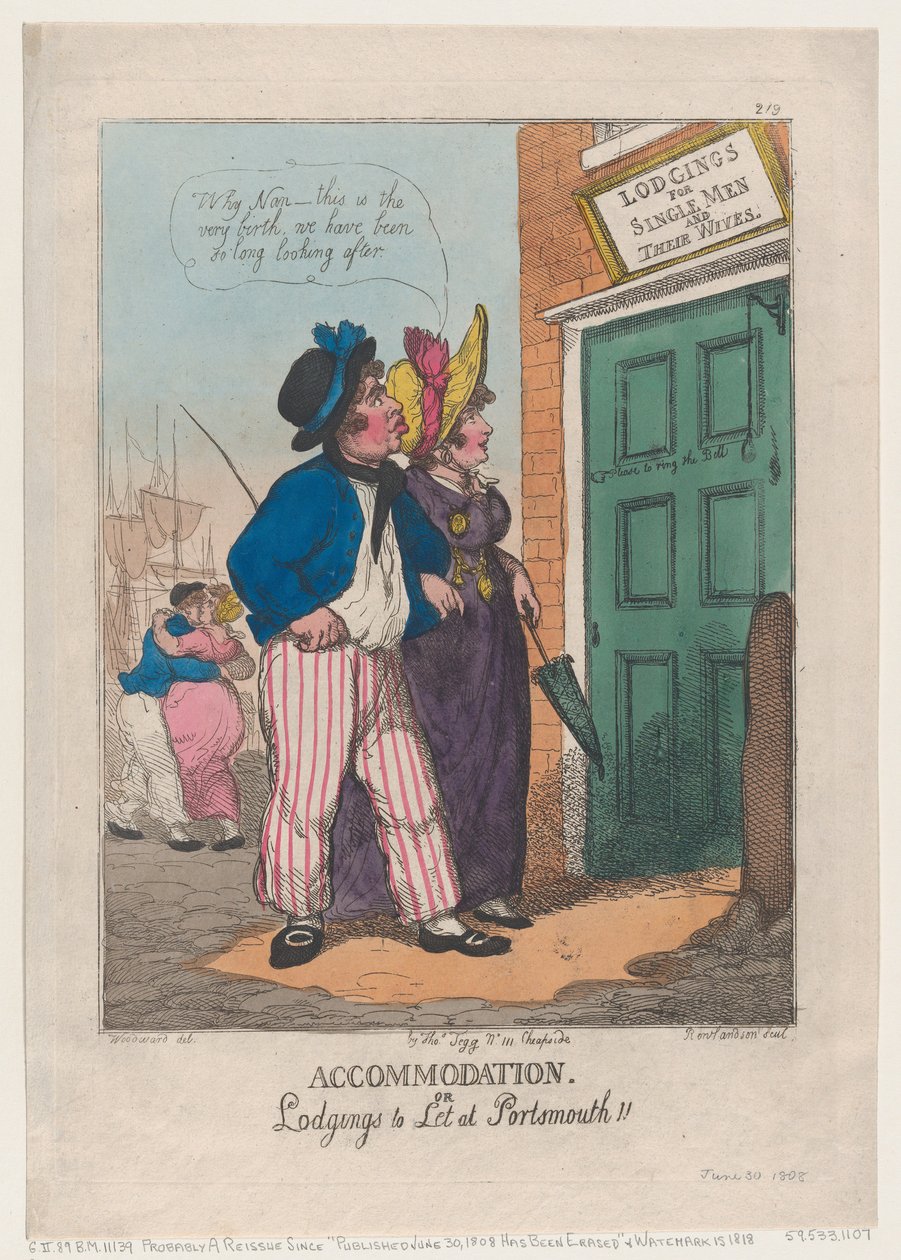 Ubytování nebo ubytování v Portsmouthu!!, 30. června 1808, 30. června 1808. od Thomas Rowlandson