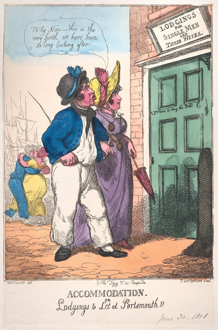 Ubytování nebo ubytování v Portsmouthu!!, 30. června 1808, 30. června 1808. od Thomas Rowlandson