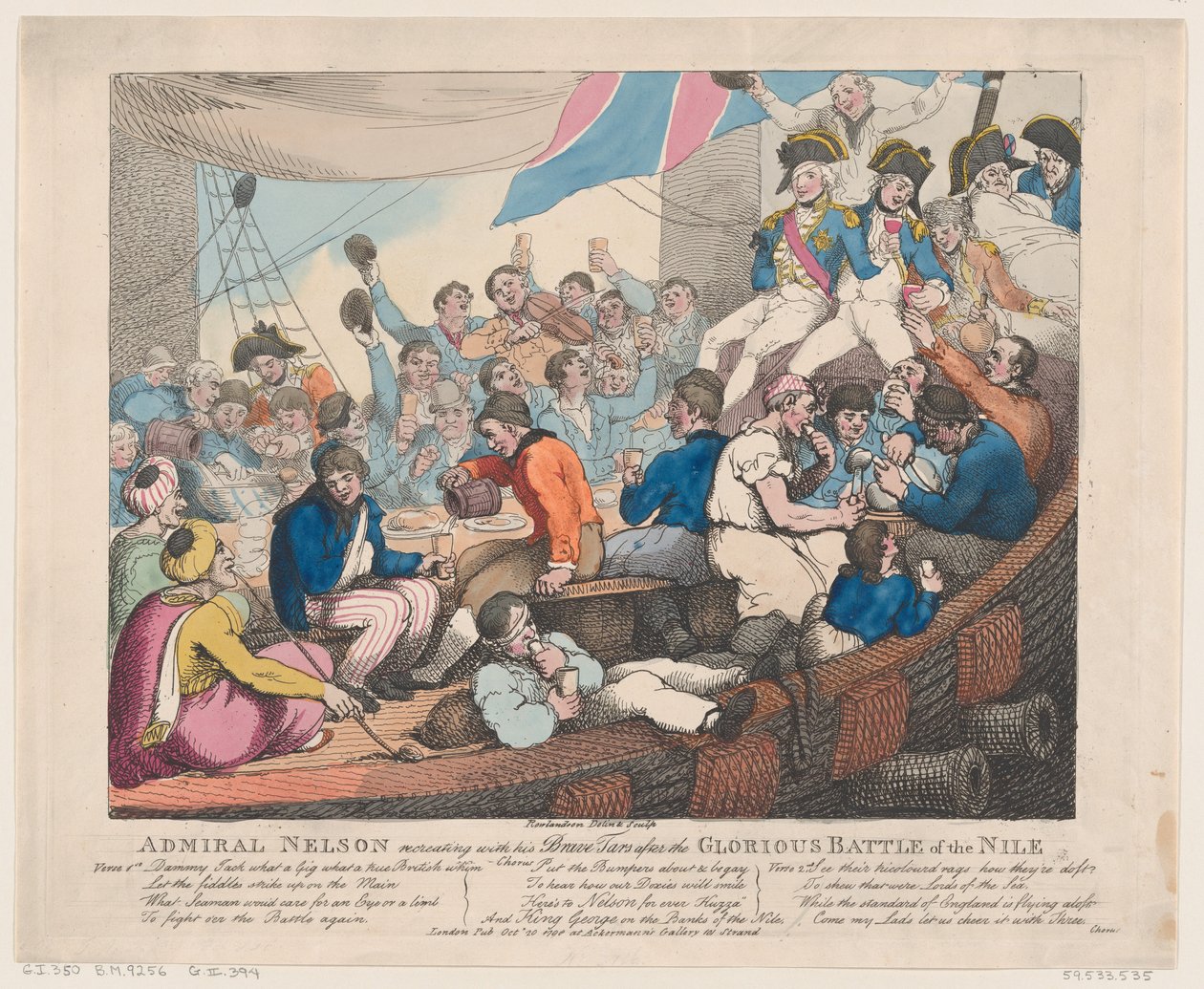 Admirál Nelson Recreating with his Brave Tars po slavné bitvě u..., 20. října 1798. od Thomas Rowlandson