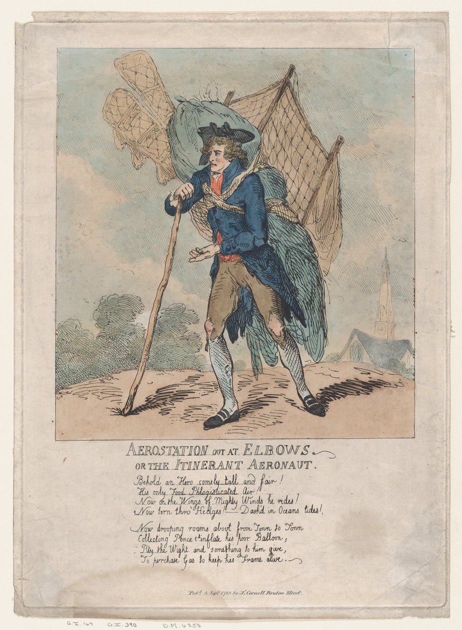 Aerostation out at Elbows, aneb The Itinerant Aeronaut, 5. září 1785, 5. září 1785. od Thomas Rowlandson