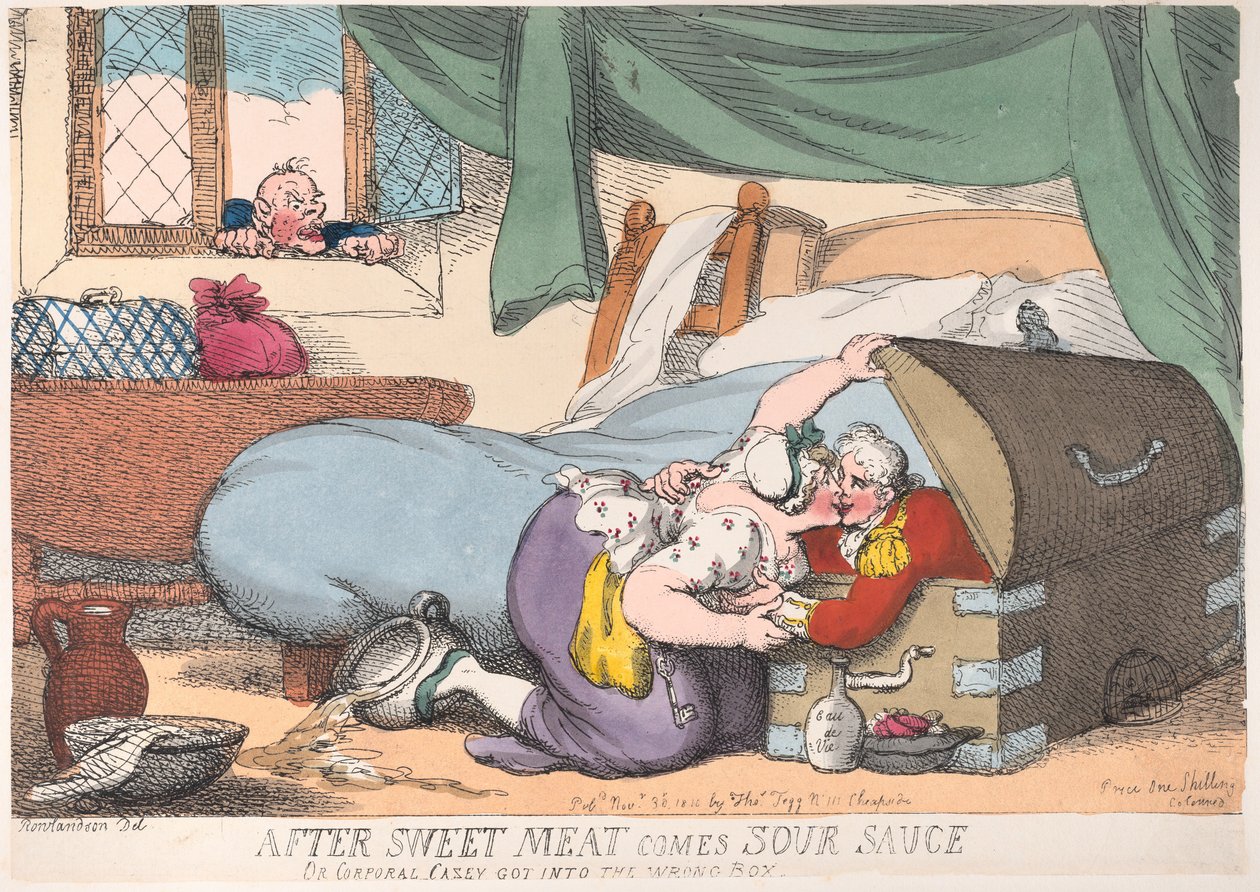 Po sladkém masu přichází kyselá omáčka nebo desátník Casey dostal se do špatné krabice, ..., 30. listopadu 1810. od Thomas Rowlandson