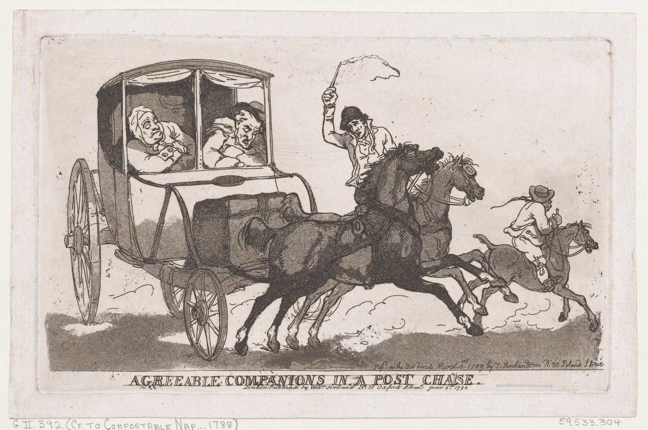 Příjemní společníci v poštovním lehátku, 5. června 1790, 5. června 1790. od Thomas Rowlandson