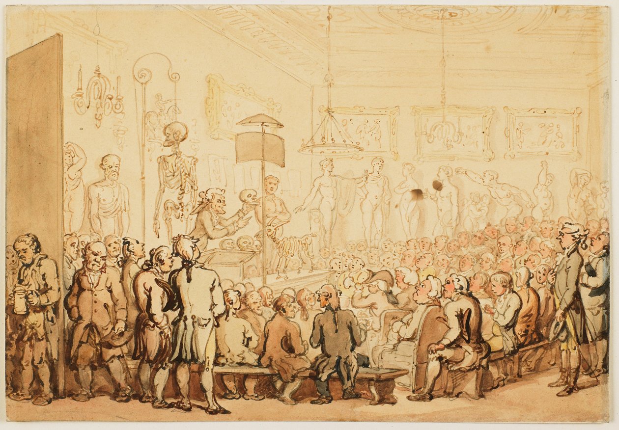 Přednáška o anatomii na Královské akademii umění od Thomas Rowlandson