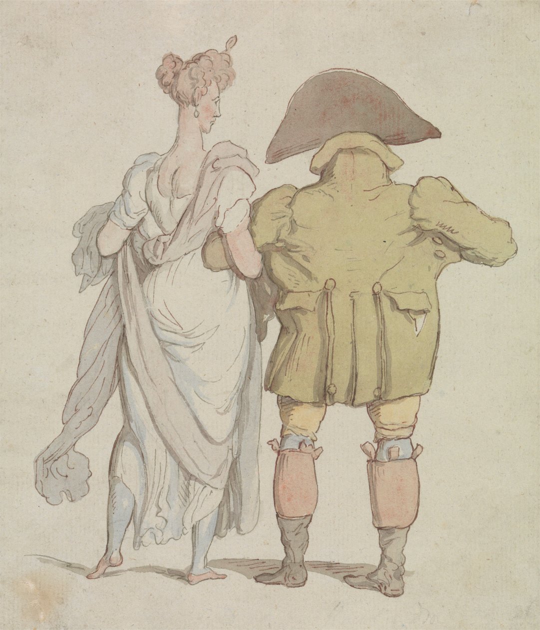 Starší muž na procházce s dámou od Thomas Rowlandson