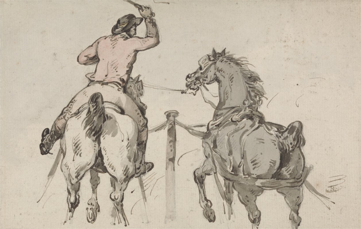 An English Postilion, c.1785 (grafit, pero, inkoust a w/c na papíře) od Thomas Rowlandson