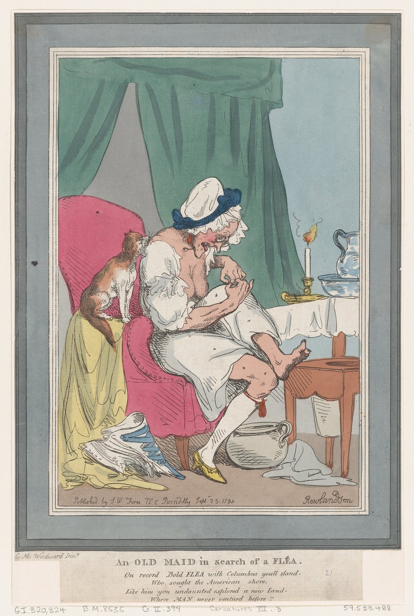 Stará panna při hledání blechy, 25. září 1794, 25. září 1794. od Thomas Rowlandson