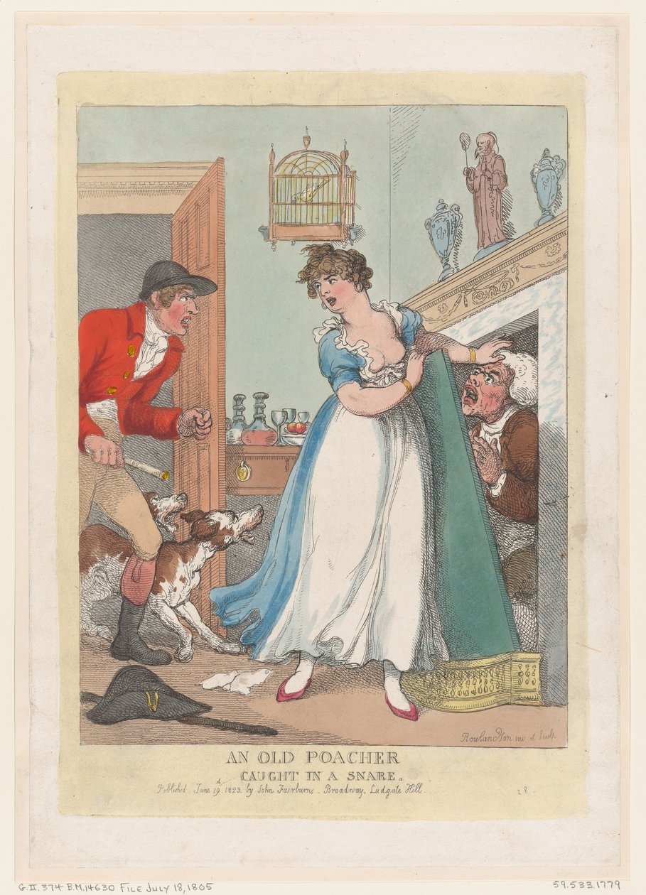 Starý pytlák chycený do léčky, 19. června 1823, 19. června 1823. od Thomas Rowlandson