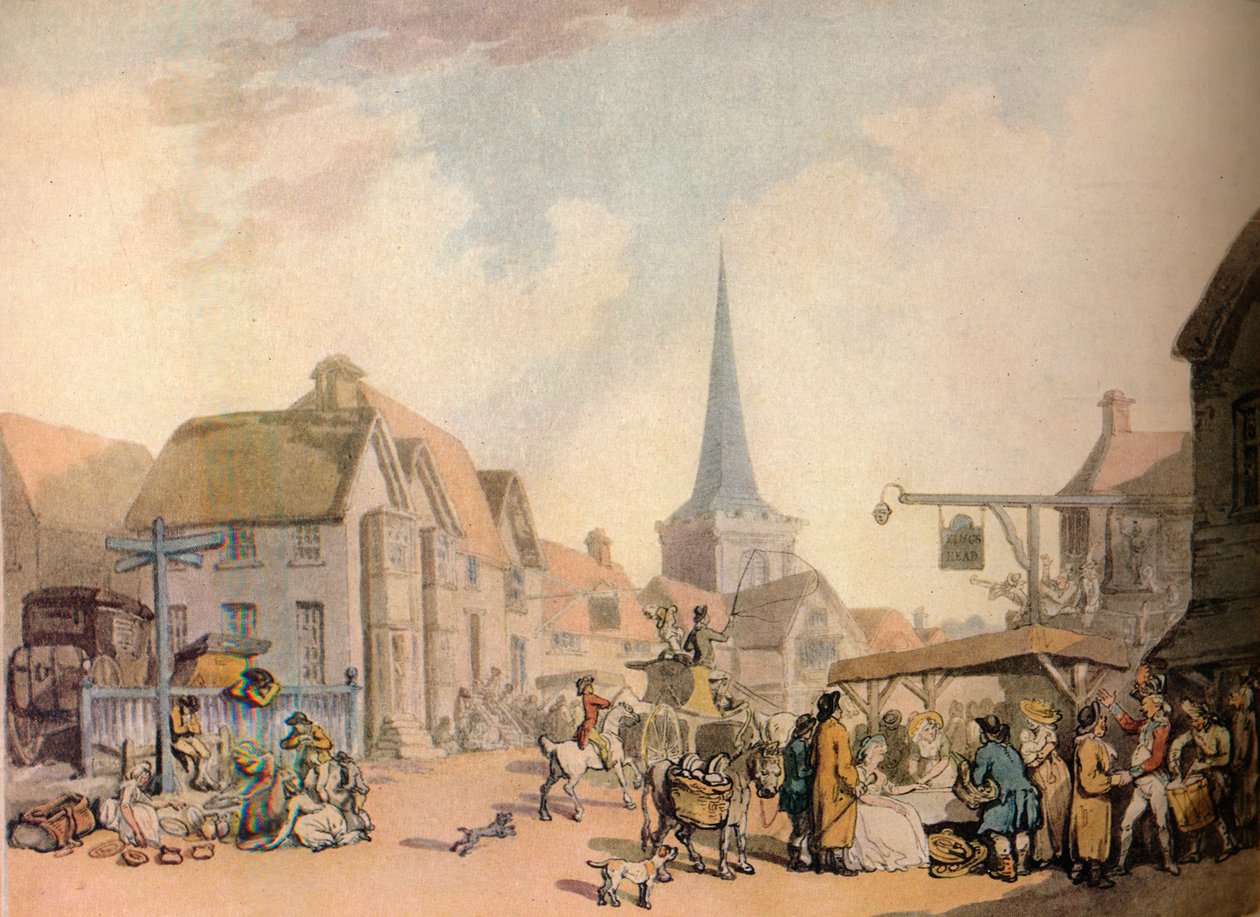 Stará anglická vesnická scéna, c18. století. 1941 od Thomas Rowlandson