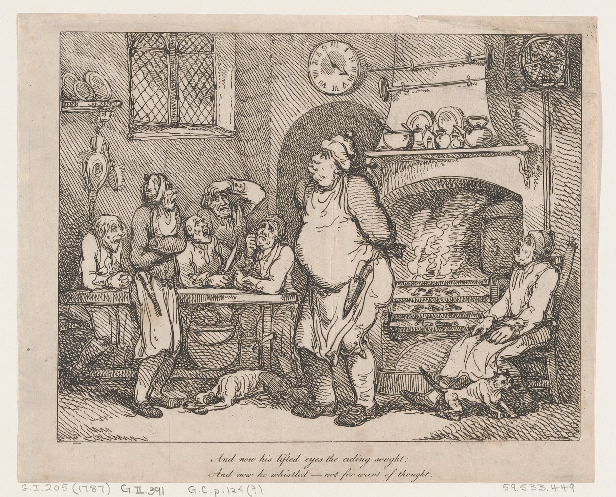 A nyní jeho vzhlédlé oči hleděly ke stropu... od Thomas Rowlandson
