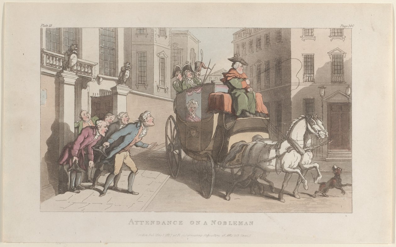 Attendance on a Nobleman, od The Vicar of Wakefield, 1. května 1817, 1. května 1817. od Thomas Rowlandson