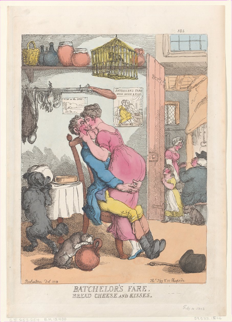 Bakalářské jídlo, chléb, sýr a polibky, 10. února 1813., 10. února 1813. od Thomas Rowlandson