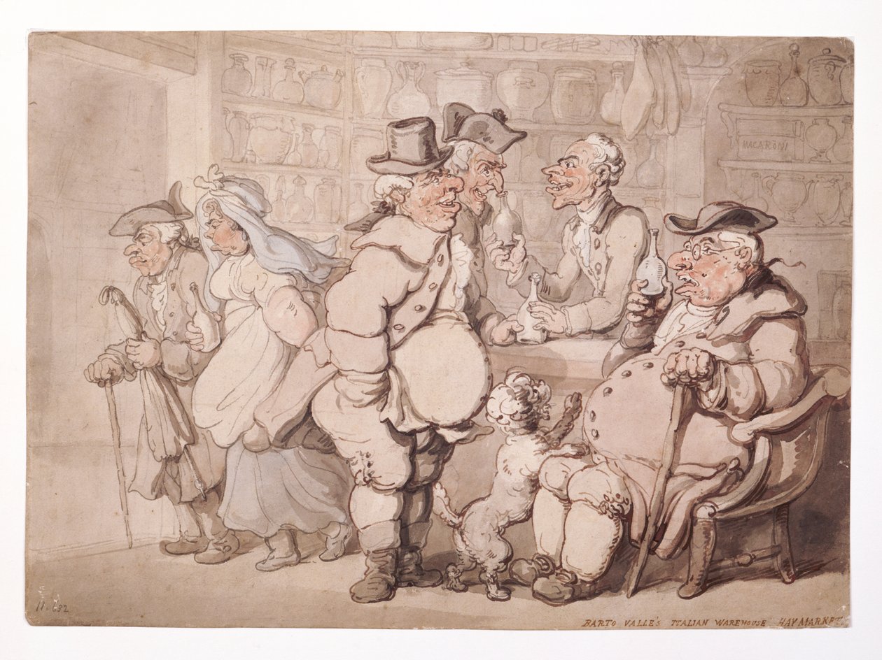 „Italský sklad Barto Valle-Haymarket“, City of Westminster, Londýn, před rokem 1827. od Thomas Rowlandson