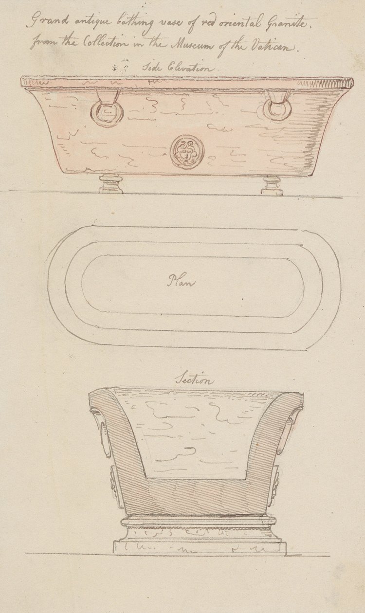 Koupací váza z červené žuly, Vatikán od Thomas Rowlandson