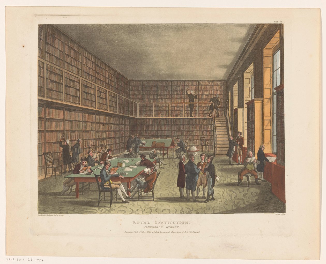 Knihovna Královské instituce v Londýně Royal Institution, Albemarle Street (název na objektu) od Thomas Rowlandson