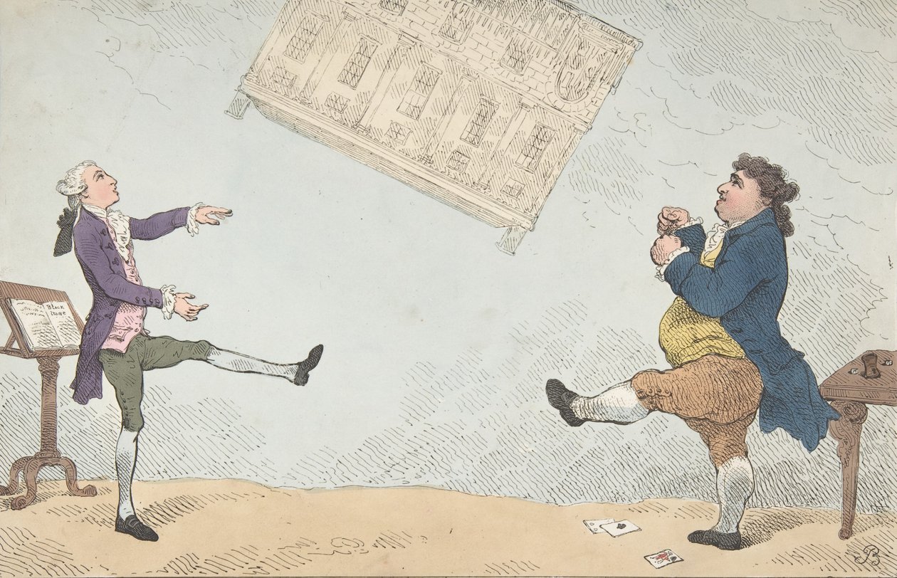 Billy Lackbeard a Charley Blackbeard hrají ve fotbale, 7. února 1784, 7. února 1784. od Thomas Rowlandson