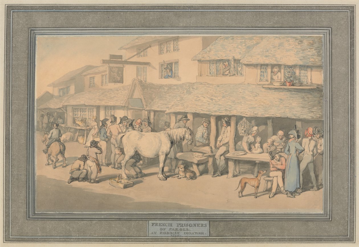 Bodmin, Cornwall: Francouzští vězni v podmínce od Thomas Rowlandson