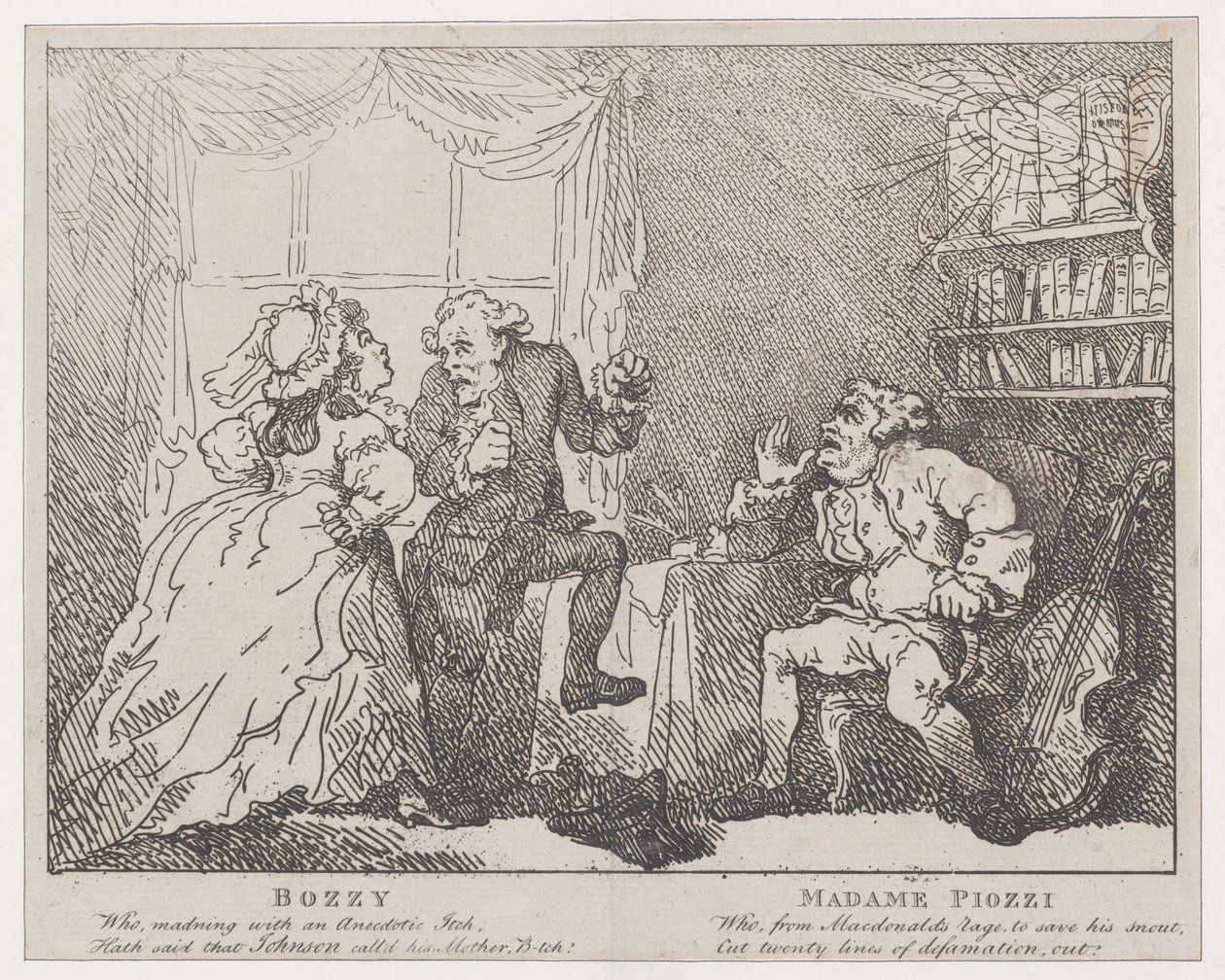 Bozzy a Madame Piozzi Frontispiece, Bozzy a Piozzi od Petera Pindara, 1780-86., 1780-86. od Thomas Rowlandson