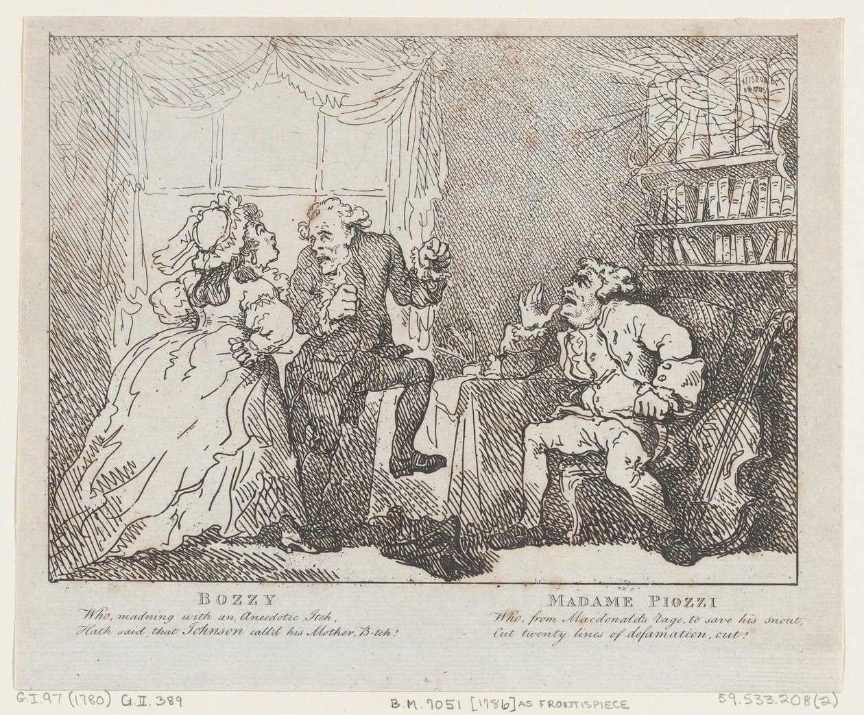 Bozzy a Madame Piozzi Frontispiece, Bozzy a Piozzi od Petera Pindara, 1780-86., 1780-86. od Thomas Rowlandson