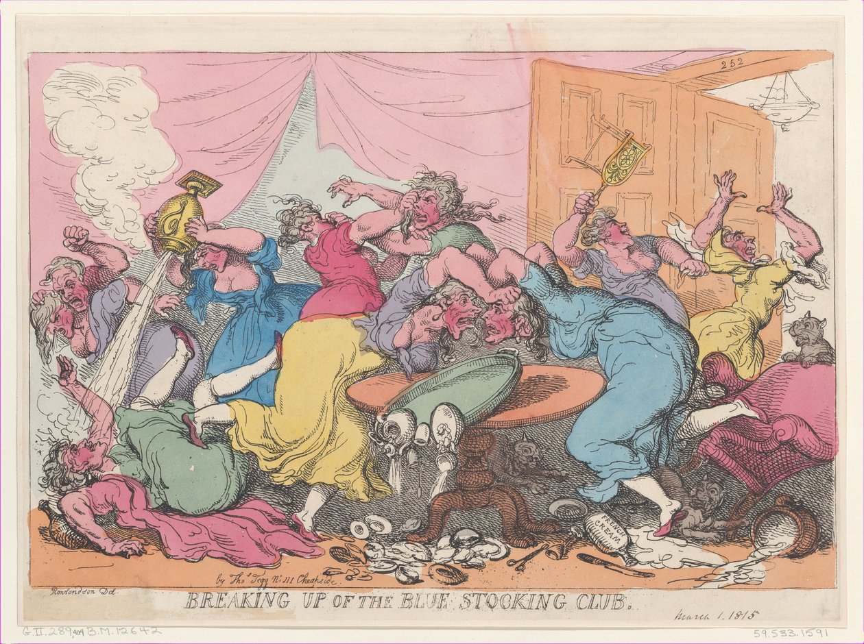 Rozbití klubu Modré punčochy, 1. března 1815., 1. března 1815. od Thomas Rowlandson