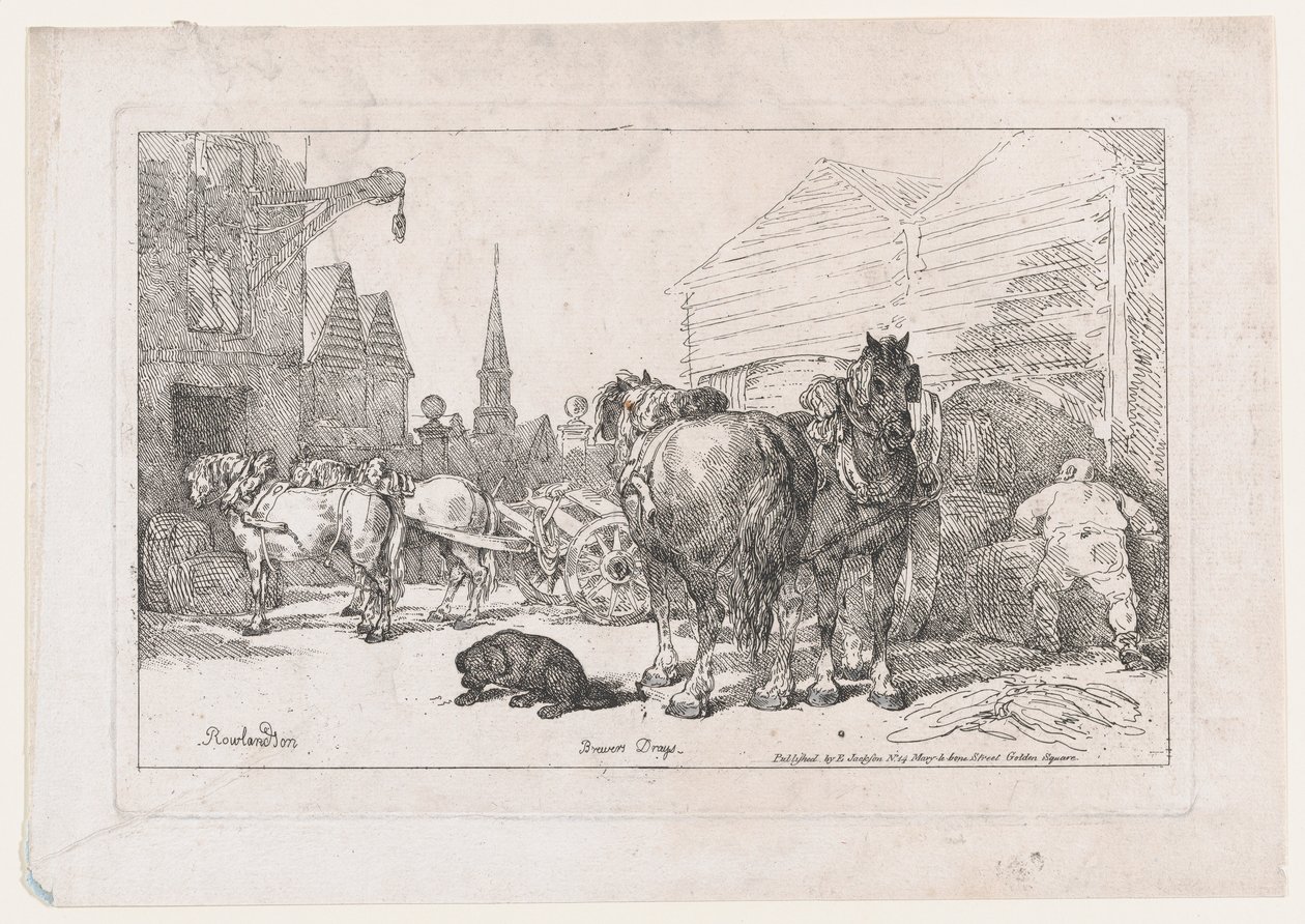 Brewers Drays, z Nové knihy o koních a kočárech, 1784., 1784. od Thomas Rowlandson