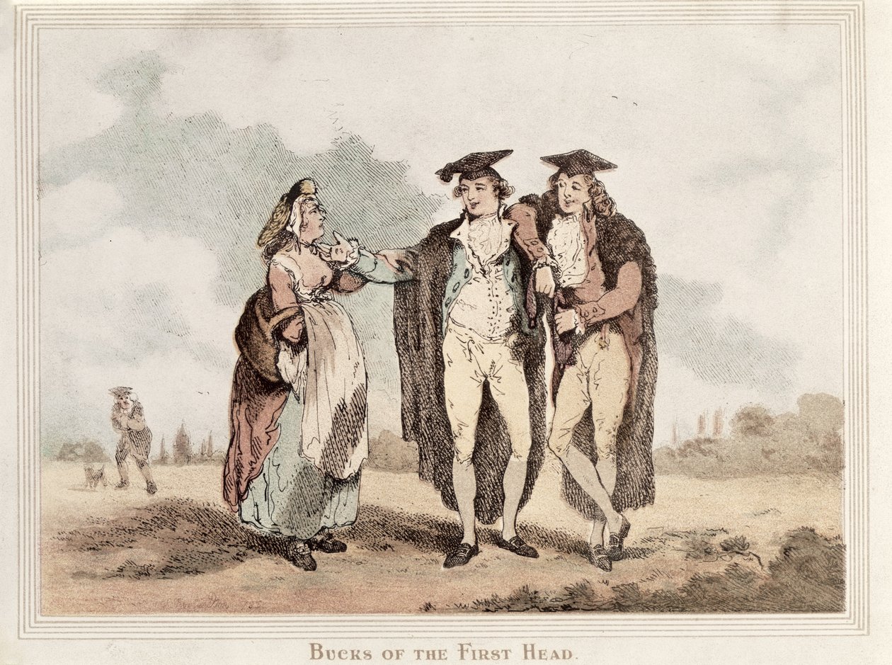 Bucks of the First Head, karikatura oxfordských vysokoškoláků od Thomas Rowlandson