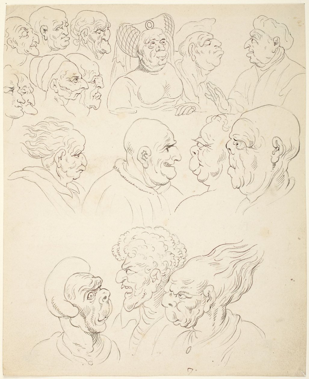 Karikaturní hlavy od Thomas Rowlandson