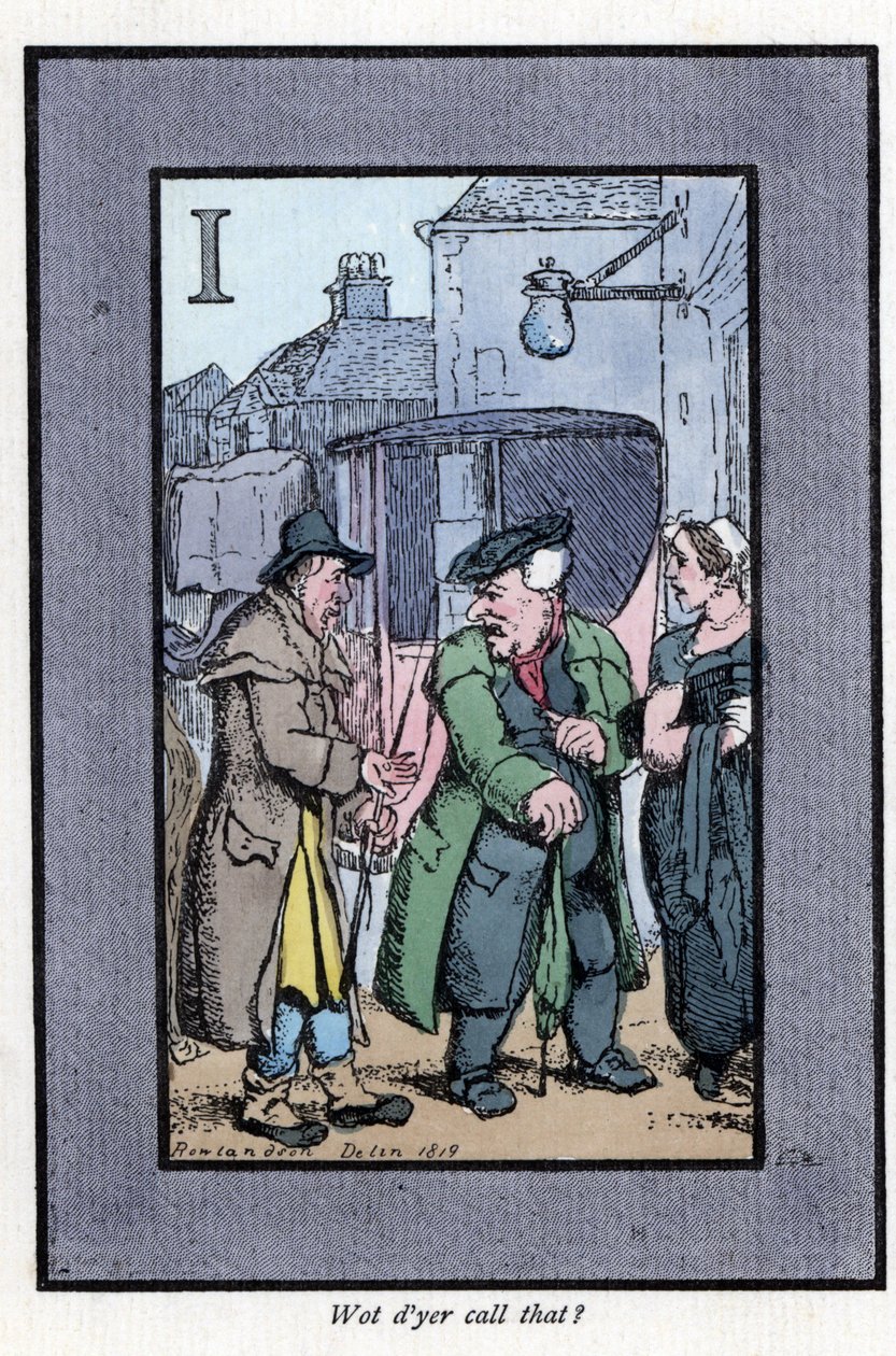 Podívejte se, jak si Hackney stěžuje cestujícím na malé spropitné (1819). Dřevoryt podle malby Thomase Rowlandsona (1756-1827), publikované v The Cris of London: se šesti okouzlujícími dětmi a téměř 40 ilustracemi od Andrewa Tuera, Fielda a Tuera, od Thomas Rowlandson
