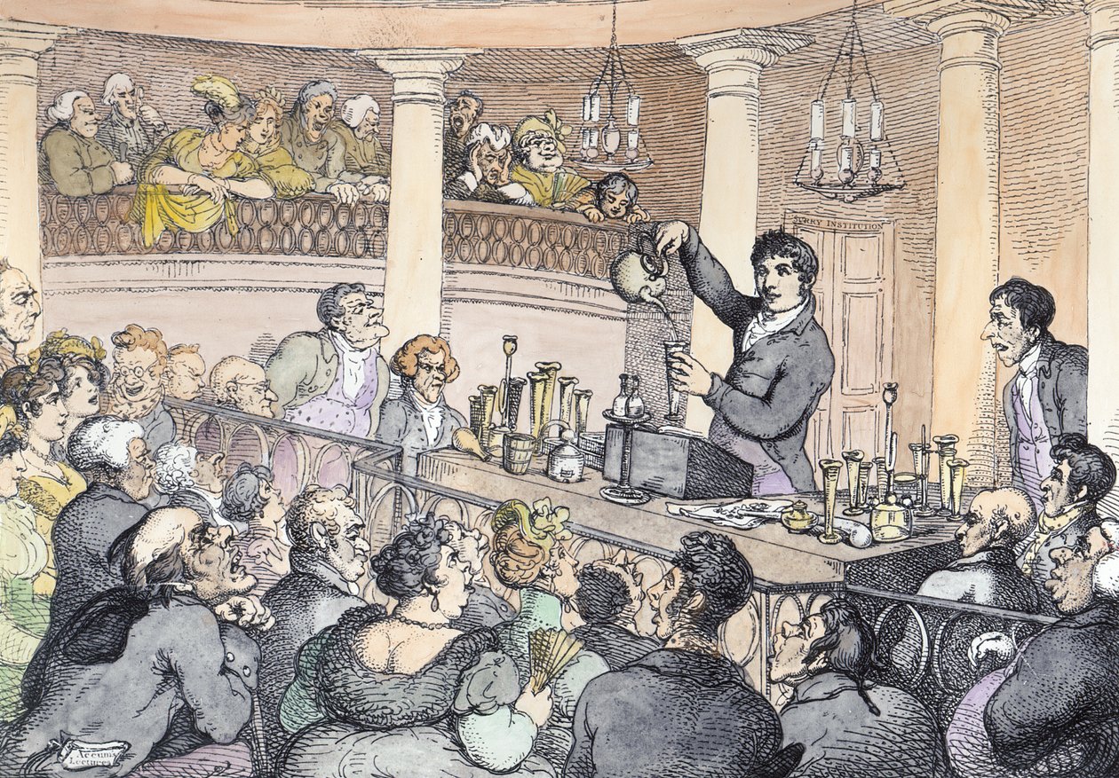 Chemické přednášky, c.1809 (pozdější zbarvení) od Thomas Rowlandson