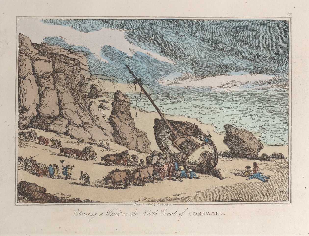 Odklízení vraku na severním pobřeží Cornwallu od Thomas Rowlandson