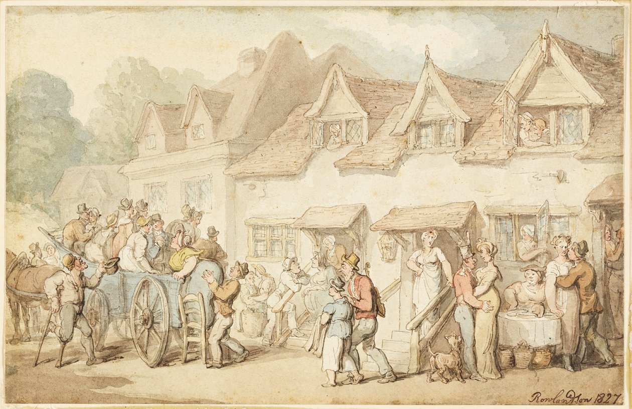 Trenér mění koně od Thomas Rowlandson