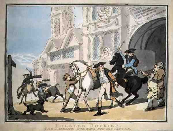 "College Jockies, The Landlord Potí pro svůj dobytek", hospoda. od E. Jacksona od Thomas Rowlandson