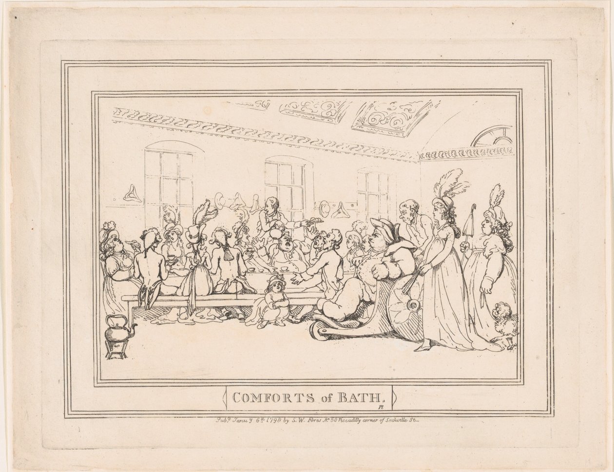 Pohodlí v Bathu, deska č. 11 od Thomas Rowlandson