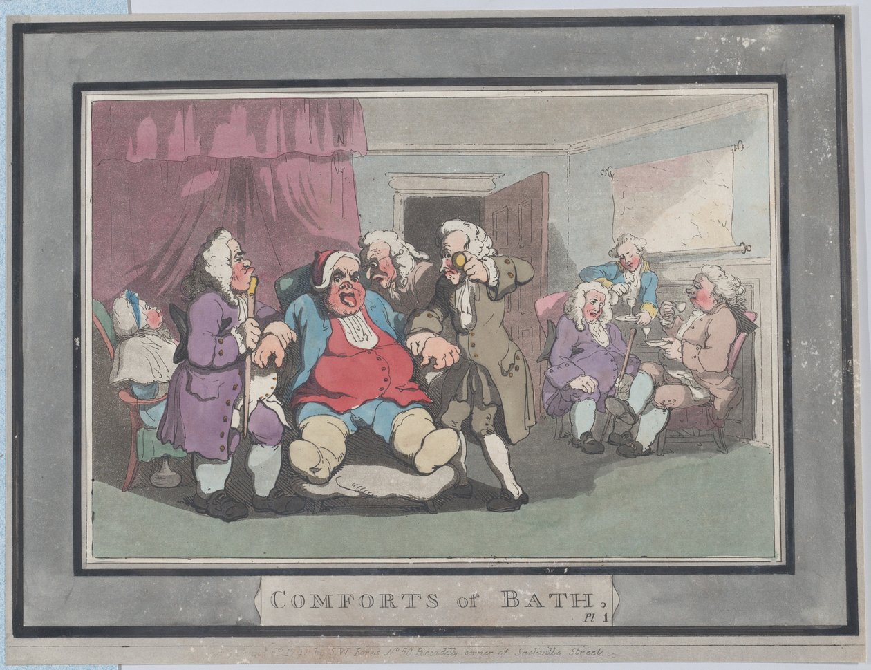 Comforts of Bath, deska 1, 6. ledna 1798, 6. ledna 1798. od Thomas Rowlandson