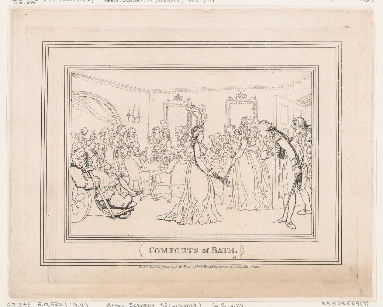 Comforts of Bath, deska 8, 6. ledna 1798, 6. ledna 1798. od Thomas Rowlandson