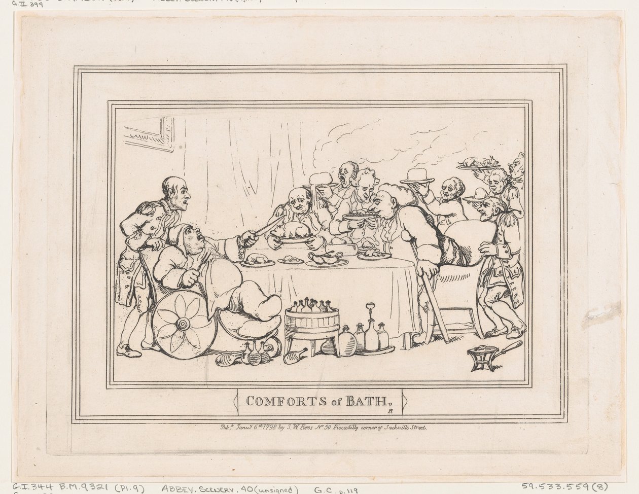 Pohodlí v Bathu, deska č. 9 od Thomas Rowlandson