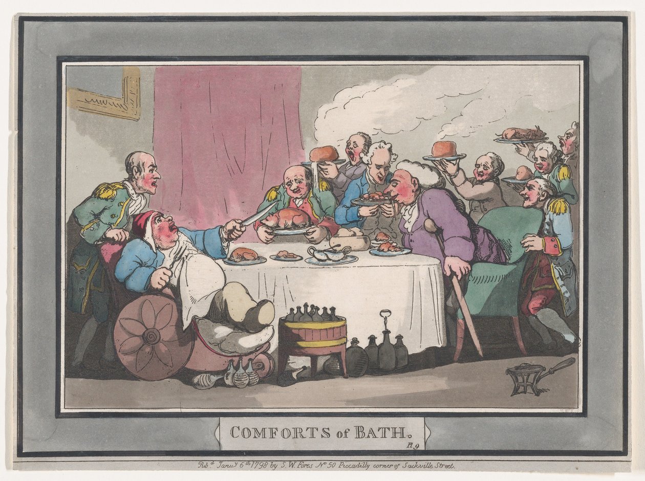 Comforts of Bath, deska 9, 6. ledna 1798, 6. ledna 1798. od Thomas Rowlandson