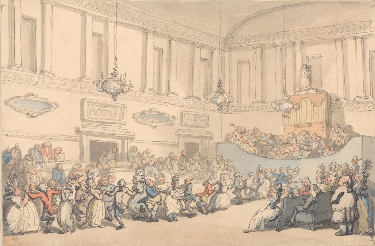 Pohodlí v Bathu: Ples od Thomas Rowlandson