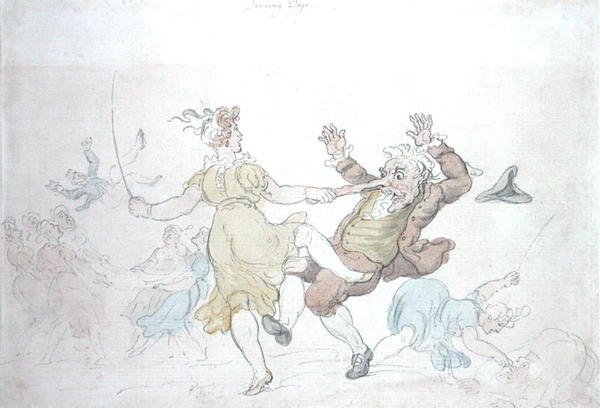 Tančící psi (tužka a tuš s akvarelem na papíře) od Thomas Rowlandson