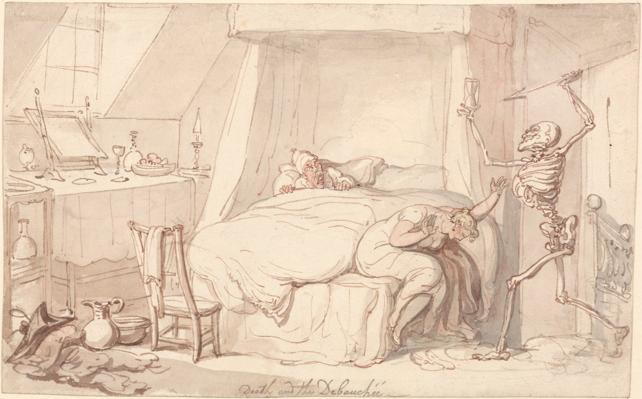 Smrt a Debauchee od Thomas Rowlandson