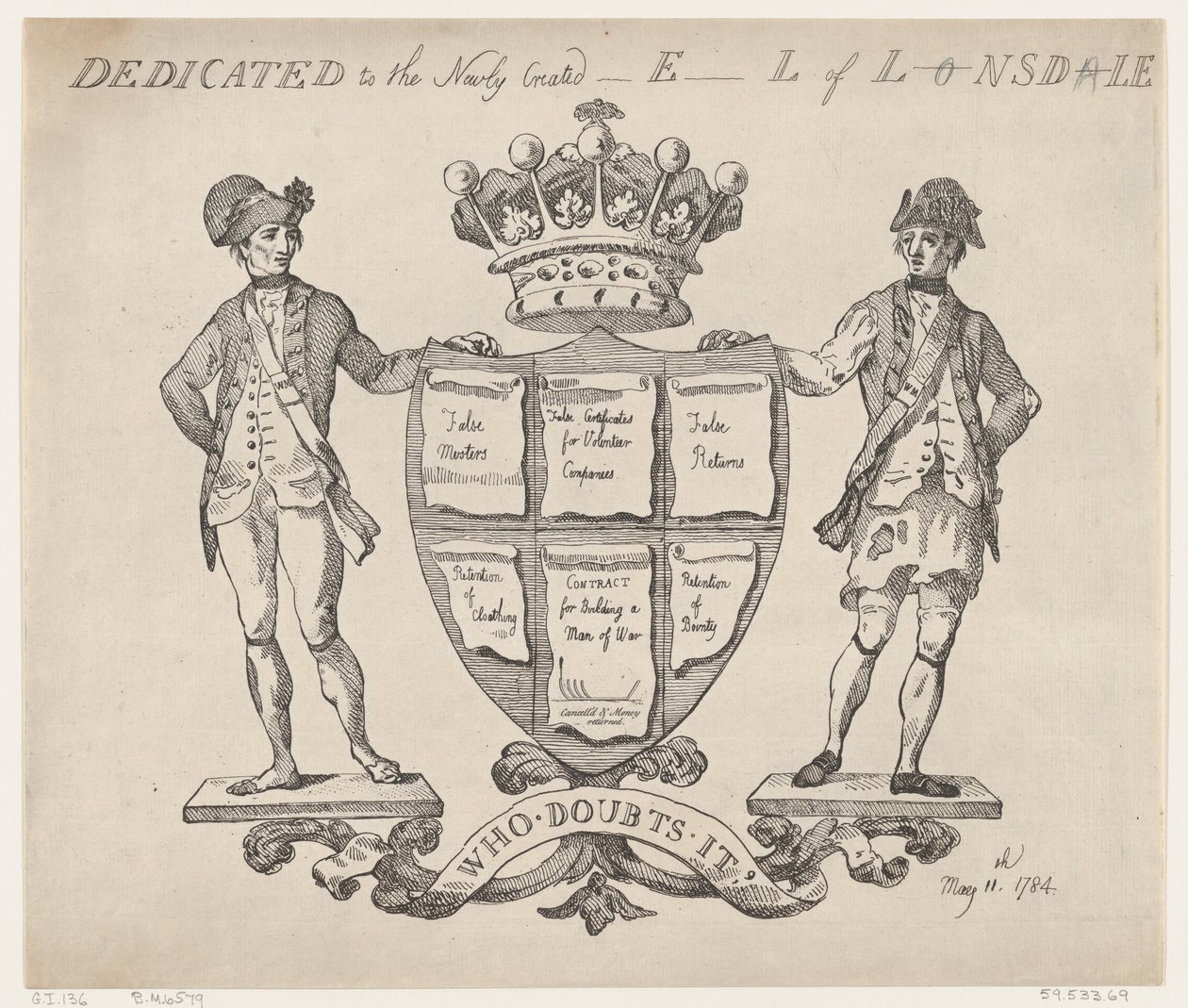 Věnováno nově vytvořenému E-l z L-nsd-le, 11. května 1784., 11. května 1784. od Thomas Rowlandson