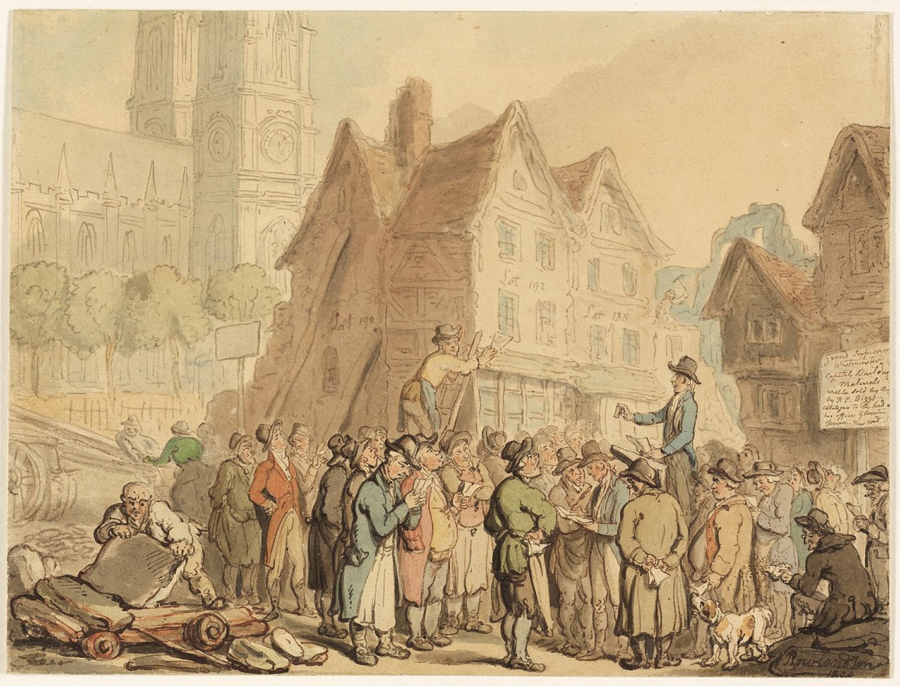 Demolice starých domů na sever od Westminsterského opatství od Thomas Rowlandson