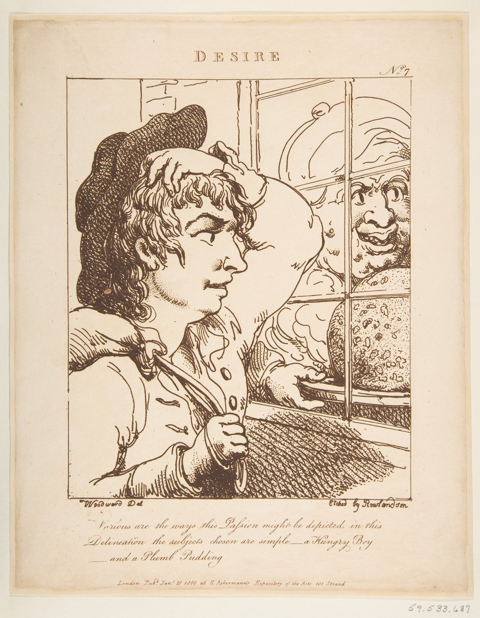 Desire Le Brun Travested aneb karikatury vášní, 20. ledna 1800. od Thomas Rowlandson