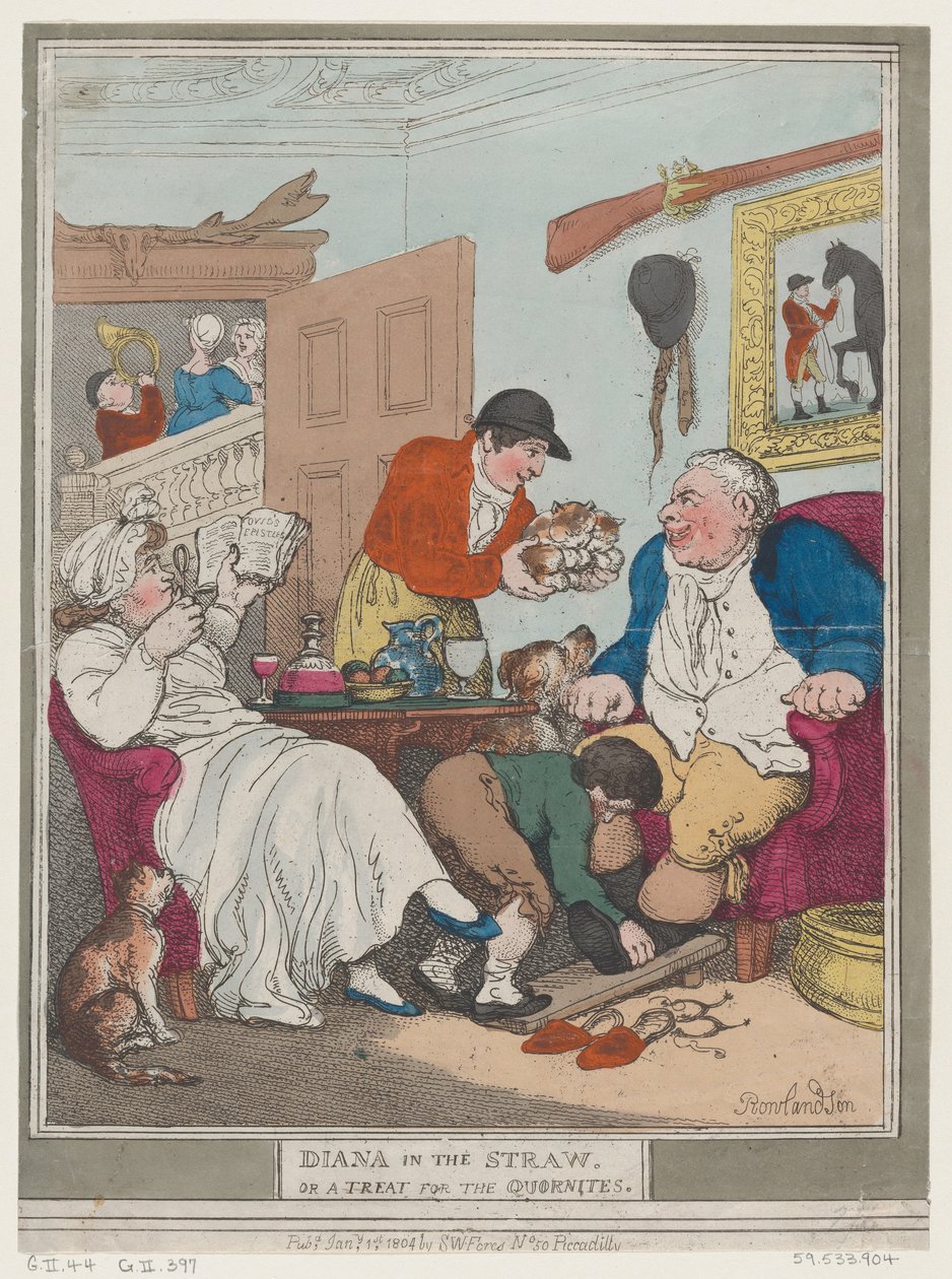 Diana ve slámě aneb pochoutka pro Quornity, 1. ledna 1804, 1. ledna 1804. od Thomas Rowlandson