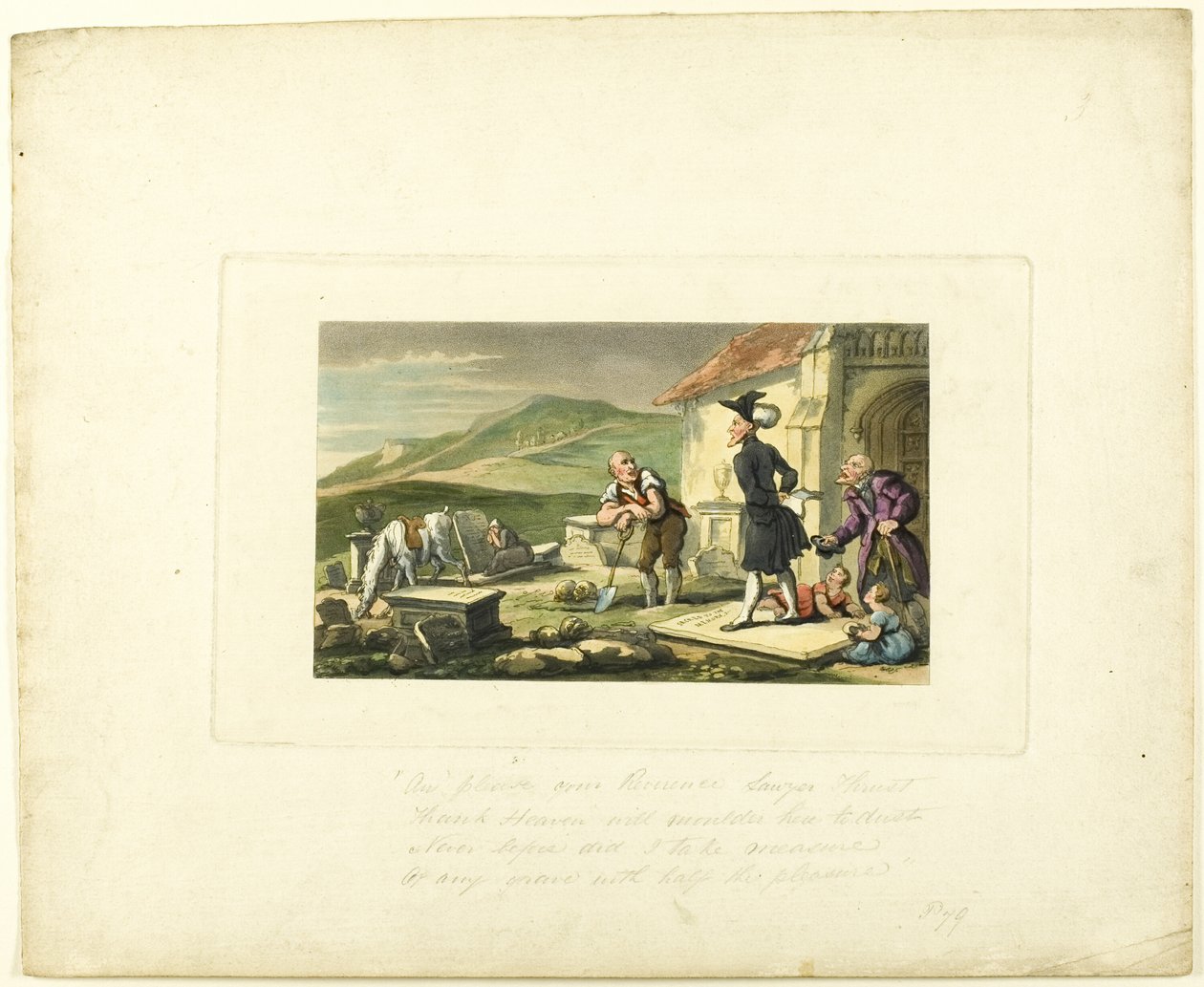 Doktor Syntax Meditující na náhrobní kameny, z The Tour of Doctor Syntax od Thomas Rowlandson