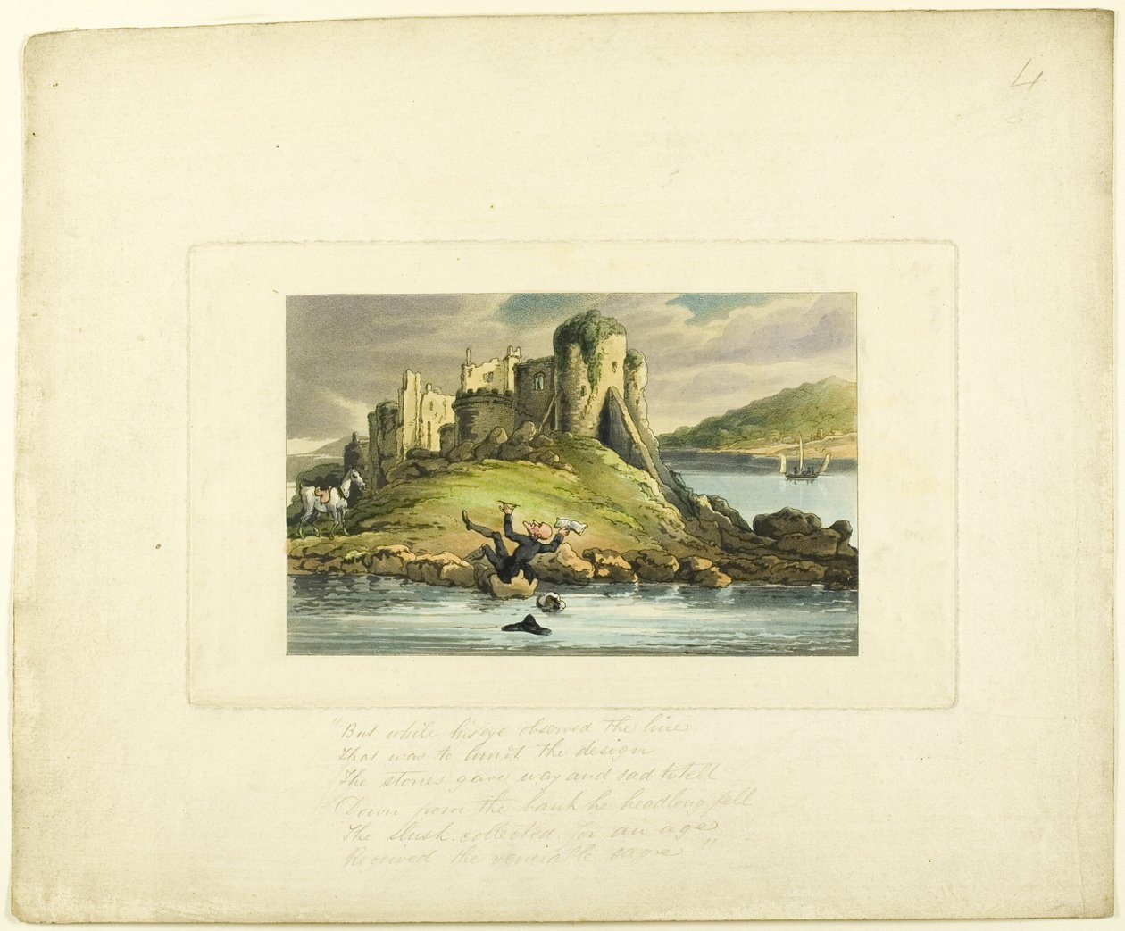 Doktor Syntax Sázení ve vodě, z The Tour of Doctor Syntax od Thomas Rowlandson