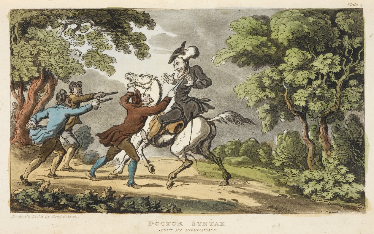 Doktor Syntax a Highwaymen od Thomas Rowlandson