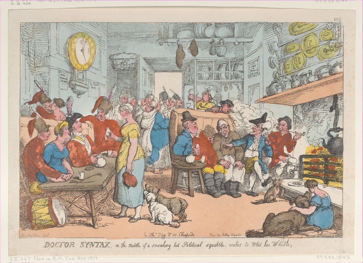 Doktor Syntax, uprostřed žhavé politické hádky, přání, aby..., 31. srpna 1813. od Thomas Rowlandson