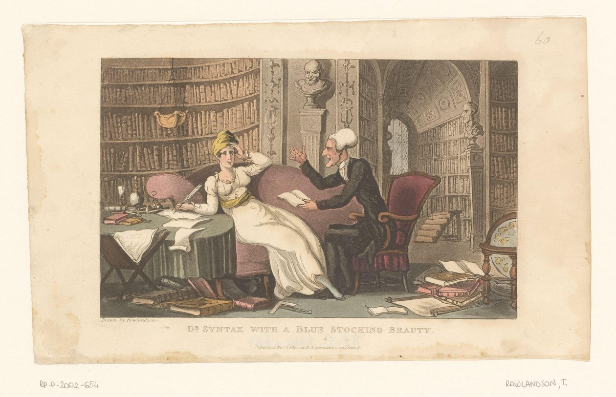 Doktor Syntax s ženou v knihovně od Thomas Rowlandson