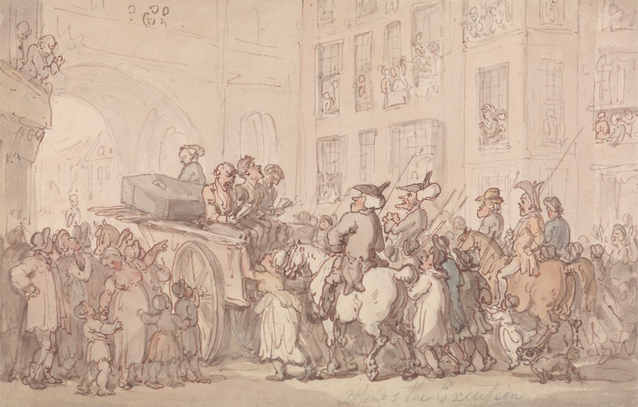 Dr. Syntax se účastní popravy od Thomas Rowlandson